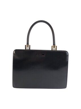 Gucci Black Silver Leather Handbag Vanity Bag